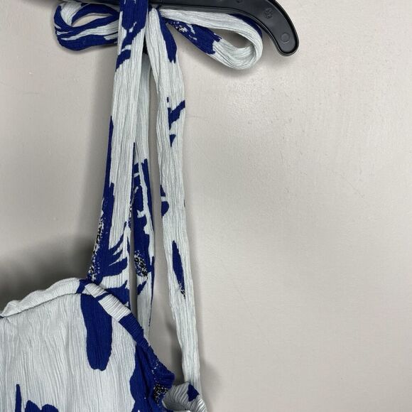 JASON WU Midi Dress Women 6 Blue Floral Tie Strap Blouson Pockets - Picture 5 of 12